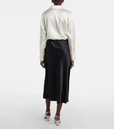 Max Mara Carnet silk satin midi skirt | Thumbnail 2 Max Mara Carnet silk satin midi skirt | Thumbnail 2
