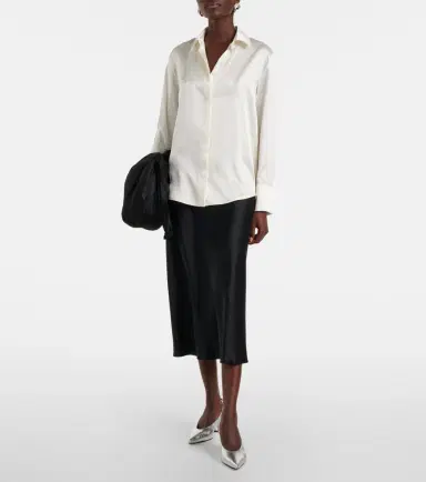 Max Mara Carnet silk satin midi skirt | Thumbnail 4 Max Mara Carnet silk satin midi skirt | Thumbnail 4