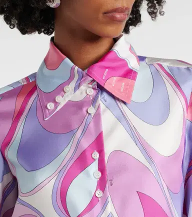 Pucci Printed cropped silk twill shirt | Thumbnail 3 Pucci Printed cropped silk twill shirt | Thumbnail 3