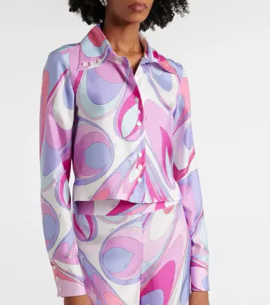 Pucci Printed cropped silk twill shirt | Thumbnail 4 Pucci Printed cropped silk twill shirt | Thumbnail 4