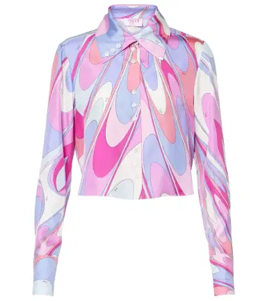 Pucci Printed cropped silk twill shirt | Thumbnail 1 Pucci Printed cropped silk twill shirt | Thumbnail 1