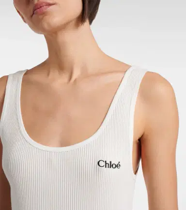 Chloe Chloé Ribbed-knit cotton tank top | Thumbnail 2 Chloe Chloé Ribbed-knit cotton tank top | Thumbnail 2