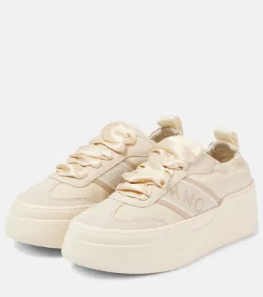 Ferragamo Suede-trimmed leather platform sneakers | Thumbnail 4 Ferragamo Suede-trimmed leather platform sneakers | Thumbnail 4