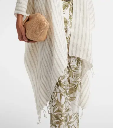 Brunello Cucinelli Striped linen poncho | Thumbnail 4 Brunello Cucinelli Striped linen poncho | Thumbnail 4