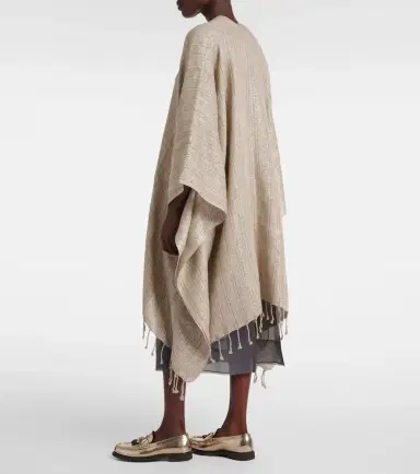 Brunello Cucinelli Linen-blend poncho | Thumbnail 4 Brunello Cucinelli Linen-blend poncho | Thumbnail 4