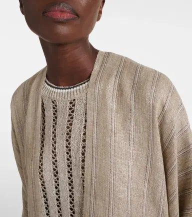 Brunello Cucinelli Linen-blend poncho | Thumbnail 5 Brunello Cucinelli Linen-blend poncho | Thumbnail 5