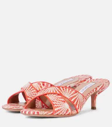 Aquazzura Divine 50 leather-trimmed mules | Thumbnail 2 Aquazzura Divine 50 leather-trimmed mules | Thumbnail 2