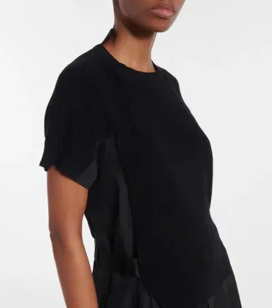 Sacai Striped jersey and poplin shirt dress | Thumbnail 2 Sacai Striped jersey and poplin shirt dress | Thumbnail 2