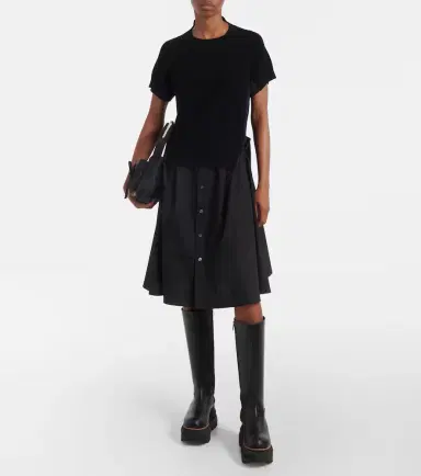 Sacai Striped jersey and poplin shirt dress | Thumbnail 4 Sacai Striped jersey and poplin shirt dress | Thumbnail 4