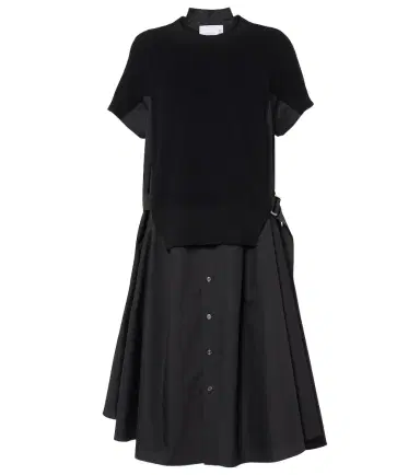 Sacai Striped jersey and poplin shirt dress | Thumbnail 1 Sacai Striped jersey and poplin shirt dress | Thumbnail 1