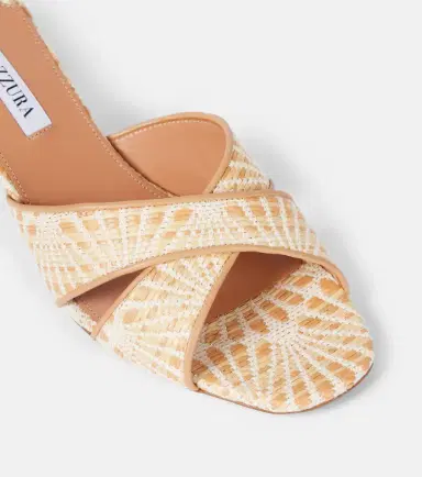 Aquazzura Divine 50 leather-trimmed raffia mules | Thumbnail 3 Aquazzura Divine 50 leather-trimmed raffia mules | Thumbnail 3