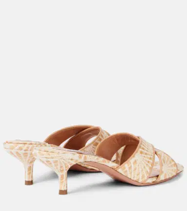 Aquazzura Divine 50 leather-trimmed raffia mules | Thumbnail 4 Aquazzura Divine 50 leather-trimmed raffia mules | Thumbnail 4