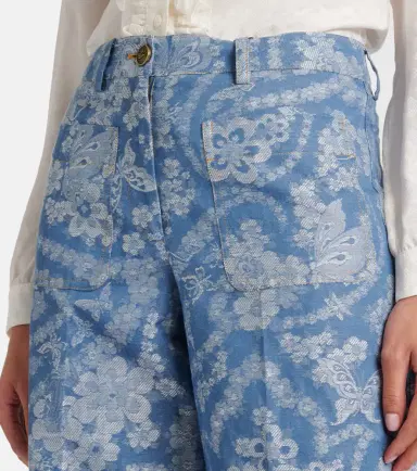 Etro Printed cotton and linen wide-leg pants | Thumbnail 3 Etro Printed cotton and linen wide-leg pants | Thumbnail 3