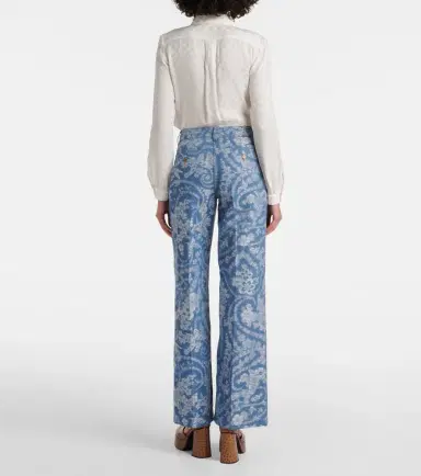 Etro Printed cotton and linen wide-leg pants | Thumbnail 4 Etro Printed cotton and linen wide-leg pants | Thumbnail 4