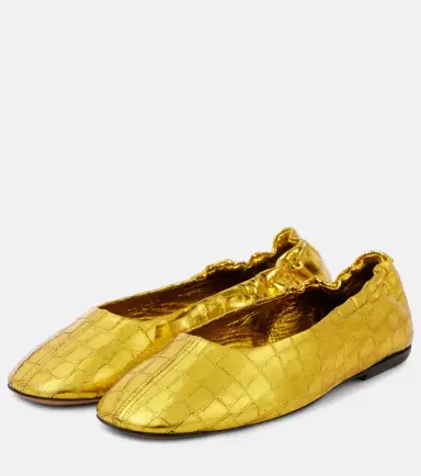 Dries Van Noten Croc-effect metallic leather ballet flats | Thumbnail 3 Dries Van Noten Croc-effect metallic leather ballet flats | Thumbnail 3