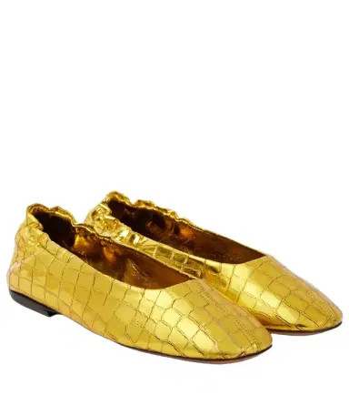 Dries Van Noten Croc-effect metallic leather ballet flats | Thumbnail 1 Dries Van Noten Croc-effect metallic leather ballet flats | Thumbnail 1