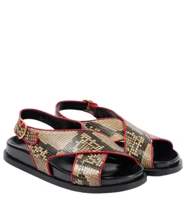 Dries Van Noten Snake-effect leather slingback sandals | Thumbnail 1 Dries Van Noten Snake-effect leather slingback sandals | Thumbnail 1