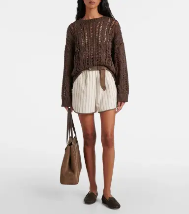 Brunello Cucinelli Leather-trimmed raffia slippers | Thumbnail 5 Brunello Cucinelli Leather-trimmed raffia slippers | Thumbnail 5
