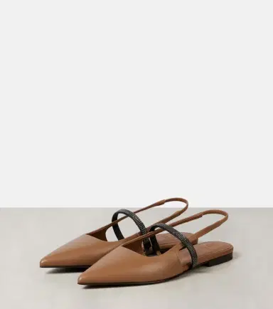 Brunello Cucinelli Pointy leather slingback flats | Thumbnail 2 Brunello Cucinelli Pointy leather slingback flats | Thumbnail 2