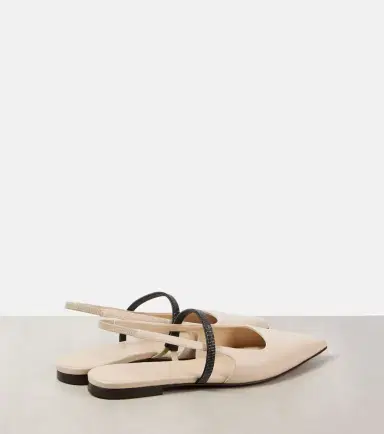 Brunello Cucinelli Pointy leather slingback pumps | Thumbnail 2 Brunello Cucinelli Pointy leather slingback pumps | Thumbnail 2