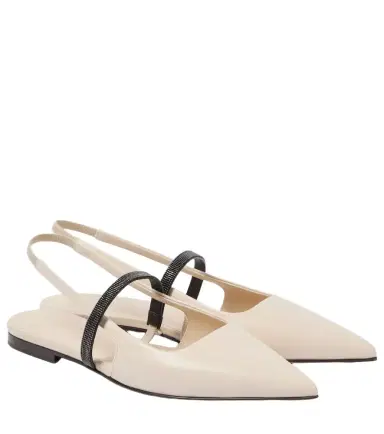 Brunello Cucinelli Pointy leather slingback pumps | Thumbnail 1 Brunello Cucinelli Pointy leather slingback pumps | Thumbnail 1
