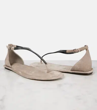 Brunello Cucinelli Monili suede thong sandals | Thumbnail 2 Brunello Cucinelli Monili suede thong sandals | Thumbnail 2
