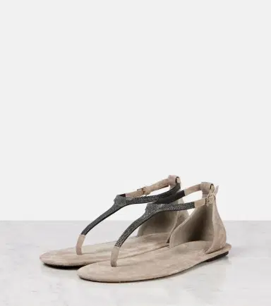 Brunello Cucinelli Monili suede thong sandals | Thumbnail 4 Brunello Cucinelli Monili suede thong sandals | Thumbnail 4