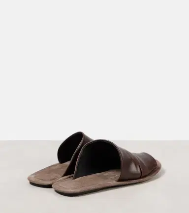 Brunello Cucinelli Ruched leather slides | Thumbnail 2 Brunello Cucinelli Ruched leather slides | Thumbnail 2