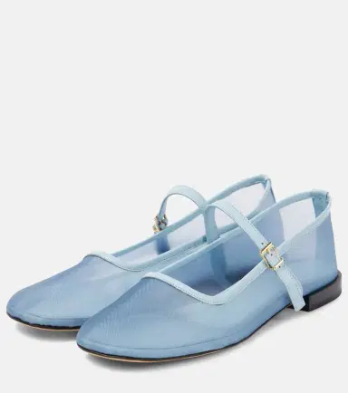 Souliers Martinez Minima leather-trimmed tulle Mary Jane flats | Thumbnail 5 Souliers Martinez Minima leather-trimmed tulle Mary Jane flats | Thumbnail 5