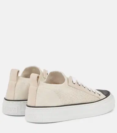 Brunello Cucinelli Monili suede-trimmed low-top sneakers | Thumbnail 3 Brunello Cucinelli Monili suede-trimmed low-top sneakers | Thumbnail 3