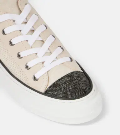 Brunello Cucinelli Monili suede-trimmed low-top sneakers | Thumbnail 4 Brunello Cucinelli Monili suede-trimmed low-top sneakers | Thumbnail 4