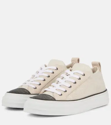 Brunello Cucinelli Monili suede-trimmed low-top sneakers | Thumbnail 5 Brunello Cucinelli Monili suede-trimmed low-top sneakers | Thumbnail 5