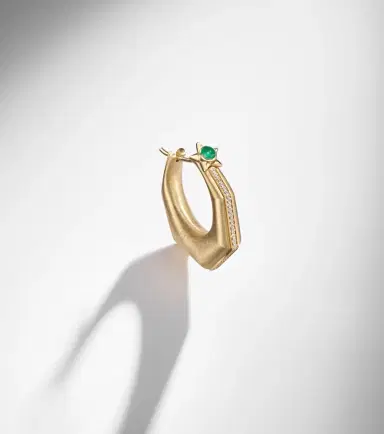 Marie Lichtenberg Baba Large 18kt gold single earring with diamonds and emerald | Thumbnail 5 Marie Lichtenberg Baba Large 18kt gold single earring with diamonds and emerald | Thumbnail 5