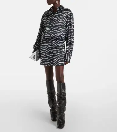 The Attico Silvye zebra-print satin shirt dress | Thumbnail 2 The Attico Silvye zebra-print satin shirt dress | Thumbnail 2