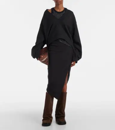 The Attico Logo asymmetric cotton jersey midi skirt | Thumbnail 4 The Attico Logo asymmetric cotton jersey midi skirt | Thumbnail 4
