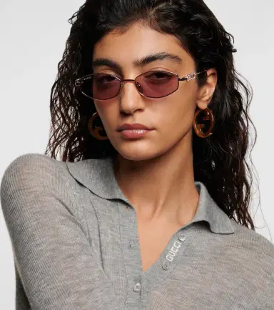 Gucci Logo embellished oval sunglasses | Thumbnail 2 Gucci Logo embellished oval sunglasses | Thumbnail 2