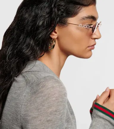 Gucci Logo embellished oval sunglasses | Thumbnail 3 Gucci Logo embellished oval sunglasses | Thumbnail 3
