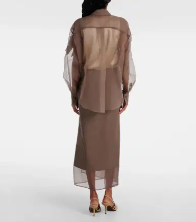 Brunello Cucinelli Herbarium-appliqué silk shirt | Thumbnail 4 Brunello Cucinelli Herbarium-appliqué silk shirt | Thumbnail 4