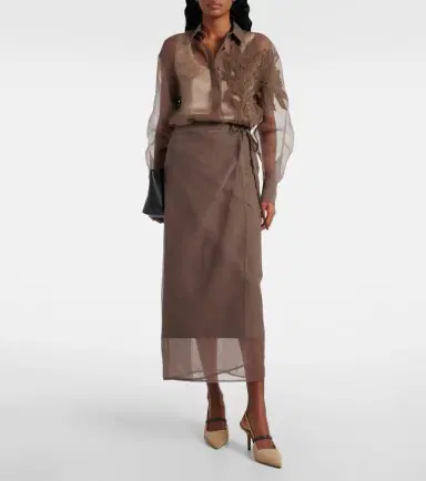 Brunello Cucinelli Herbarium-appliqué silk shirt | Thumbnail 6 Brunello Cucinelli Herbarium-appliqué silk shirt | Thumbnail 6