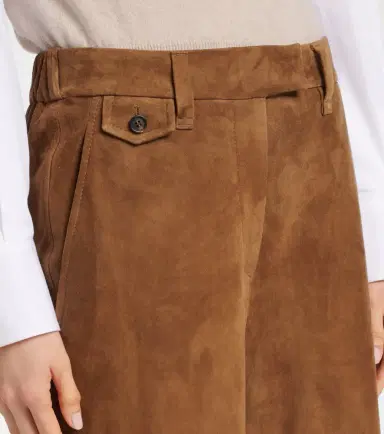 Brunello Cucinelli Mid-rise suede wide-leg pants | Thumbnail 4 Brunello Cucinelli Mid-rise suede wide-leg pants | Thumbnail 4