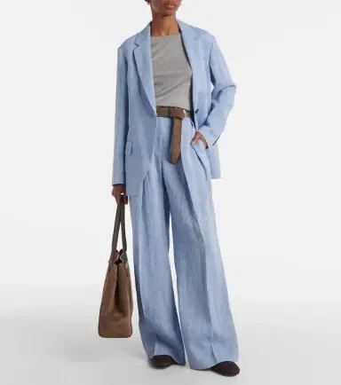 Brunello Cucinelli High-rise linen-blend wide-leg pants | Thumbnail 3 Brunello Cucinelli High-rise linen-blend wide-leg pants | Thumbnail 3