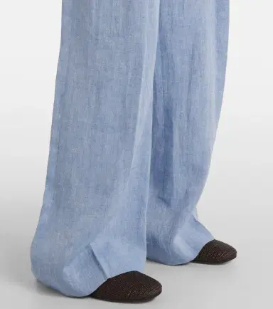 Brunello Cucinelli High-rise linen-blend wide-leg pants | Thumbnail 4 Brunello Cucinelli High-rise linen-blend wide-leg pants | Thumbnail 4