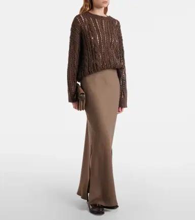 Brunello Cucinelli High-rise twill maxi skirt | Thumbnail 3 Brunello Cucinelli High-rise twill maxi skirt | Thumbnail 3