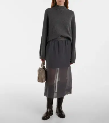 Brunello Cucinelli Sheer silk midi skirt | Thumbnail 2 Brunello Cucinelli Sheer silk midi skirt | Thumbnail 2