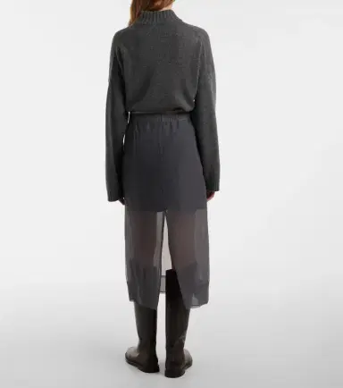 Brunello Cucinelli Sheer silk midi skirt | Thumbnail 4 Brunello Cucinelli Sheer silk midi skirt | Thumbnail 4
