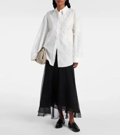 Brunello Cucinelli Embroidered cotton-blend poplin shirt | Thumbnail 3 Brunello Cucinelli Embroidered cotton-blend poplin shirt | Thumbnail 3