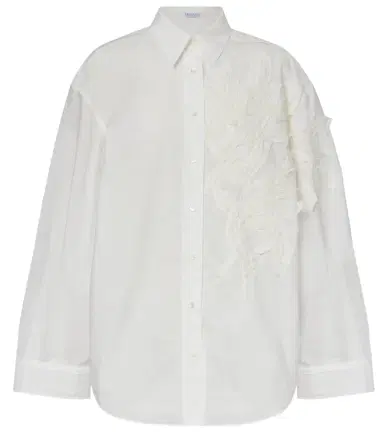 Brunello Cucinelli Embroidered cotton-blend poplin shirt | Thumbnail 1 Brunello Cucinelli Embroidered cotton-blend poplin shirt | Thumbnail 1