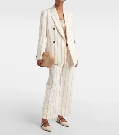 Brunello Cucinelli Striped linen and cotton blazer | Thumbnail 2 Brunello Cucinelli Striped linen and cotton blazer | Thumbnail 2