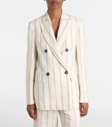 Brunello Cucinelli Striped linen and cotton blazer | Thumbnail 3 Brunello Cucinelli Striped linen and cotton blazer | Thumbnail 3