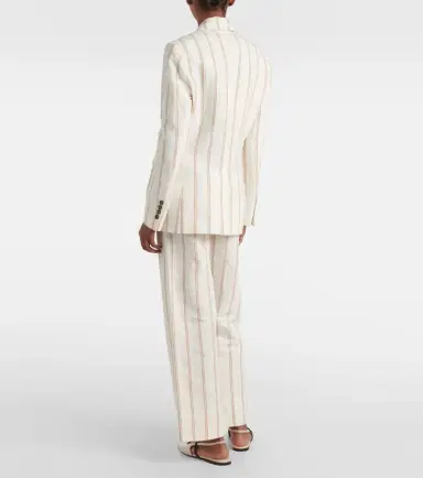 Brunello Cucinelli Striped linen and cotton blazer | Thumbnail 5 Brunello Cucinelli Striped linen and cotton blazer | Thumbnail 5